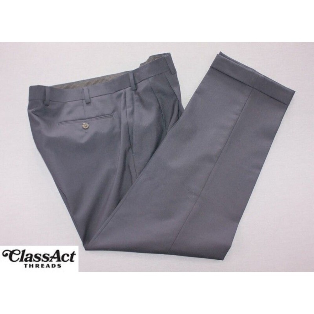 Lauren Ralph Lauren Men's Dress Pants Navy Blue Pleated Front Wool Blend 36 X 29